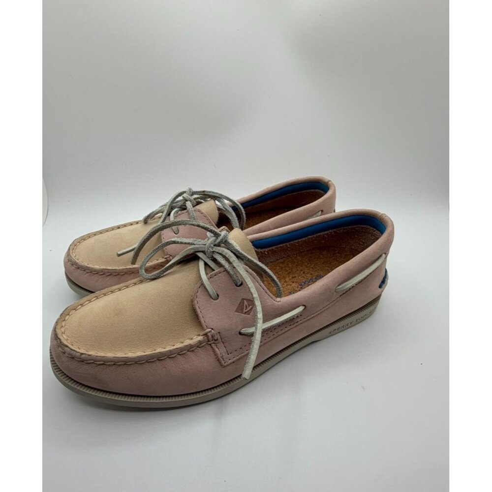 Sperry Original Plush Tri-Tone Boat Women’s Size 7M Pink Tan Leather Shoes
